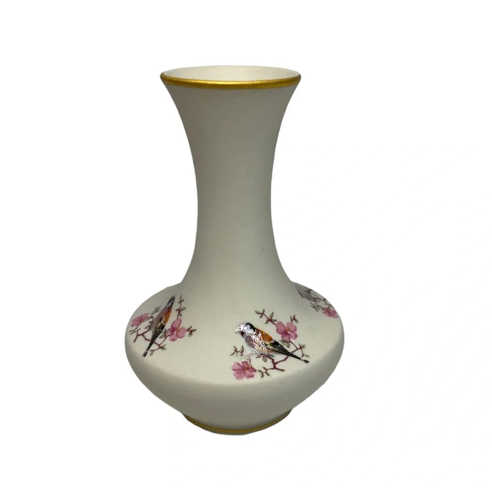 IBIS Aveiro Miniature Ceramic Vase Bird Floral Pattern Made in Portugal EUC.